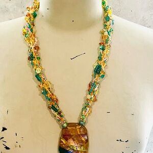 Vintage Multicolor blown glass Beaded Necklace